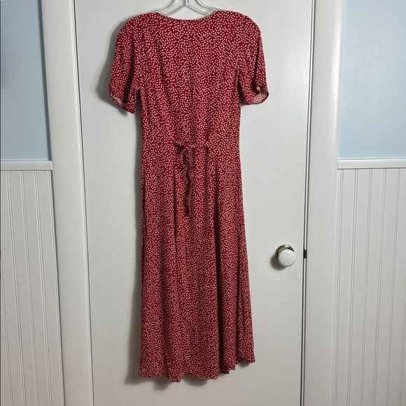 Reformation Locklin Midi Dress Dakota Red Ditsy Floral Size 2 - Picture 3 of 16